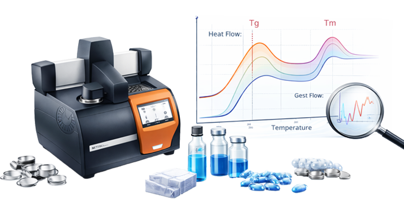 DSC sample pans and testing specimens for differential scanning calorimetry