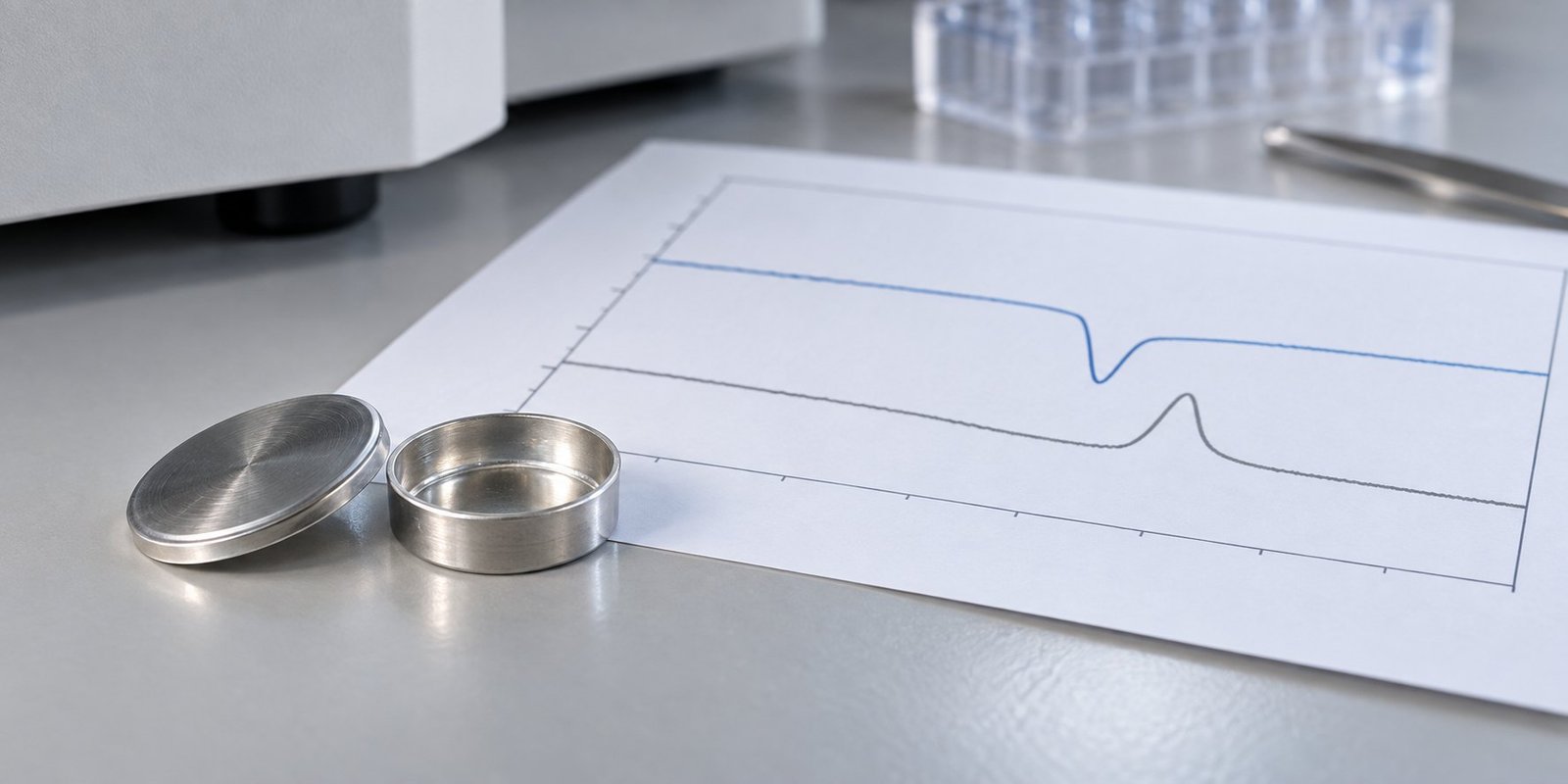 DSC analysis cooling calibration instrument and paired cooling curve