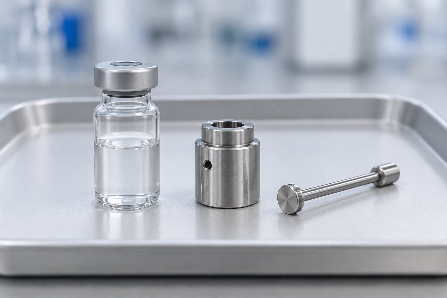 Viscosity experiment ASTM D7483 sample vial and oscillating piston measurement cell