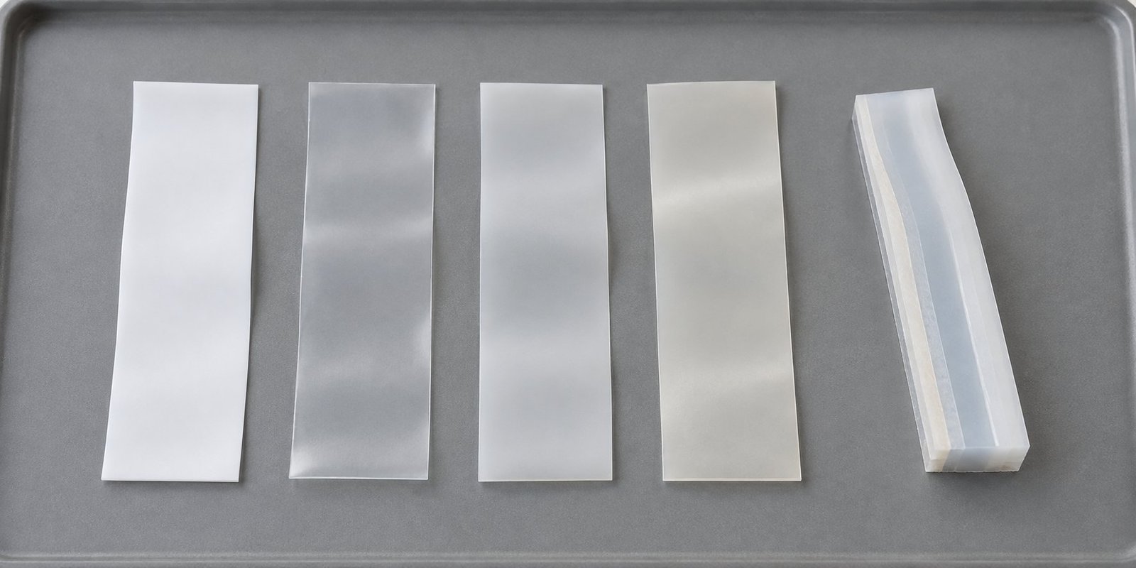 Compare encapsulant film structures DSC test solar encapsulant film strips from EVA, POE, TPO, and EPE