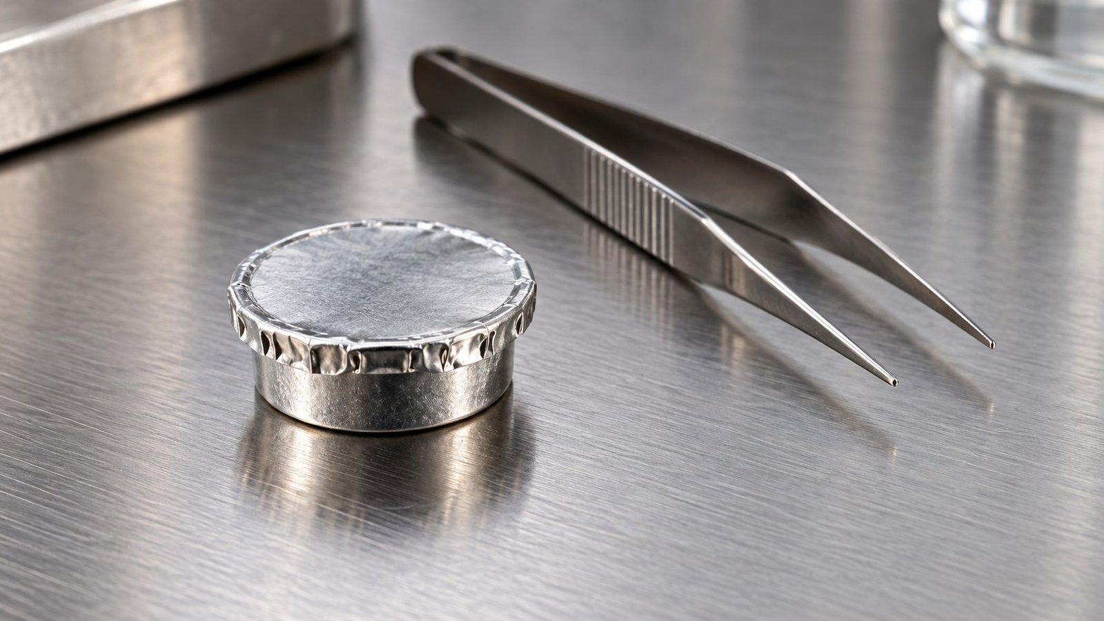 Sample Pan Preparation Sealed aluminum pan prepared for DSC testing asphalt binder analysis
