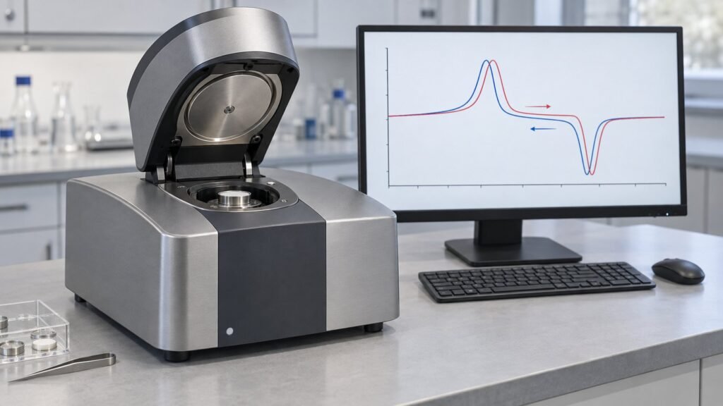 DSC analysis cooling calibration instrument with paired thermal curves