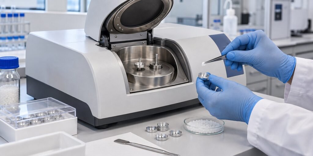 DSC test kinetics instrument with thermal analysis sample pan