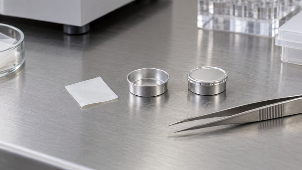 DSC test solar encapsulant film sample in a DSC pan