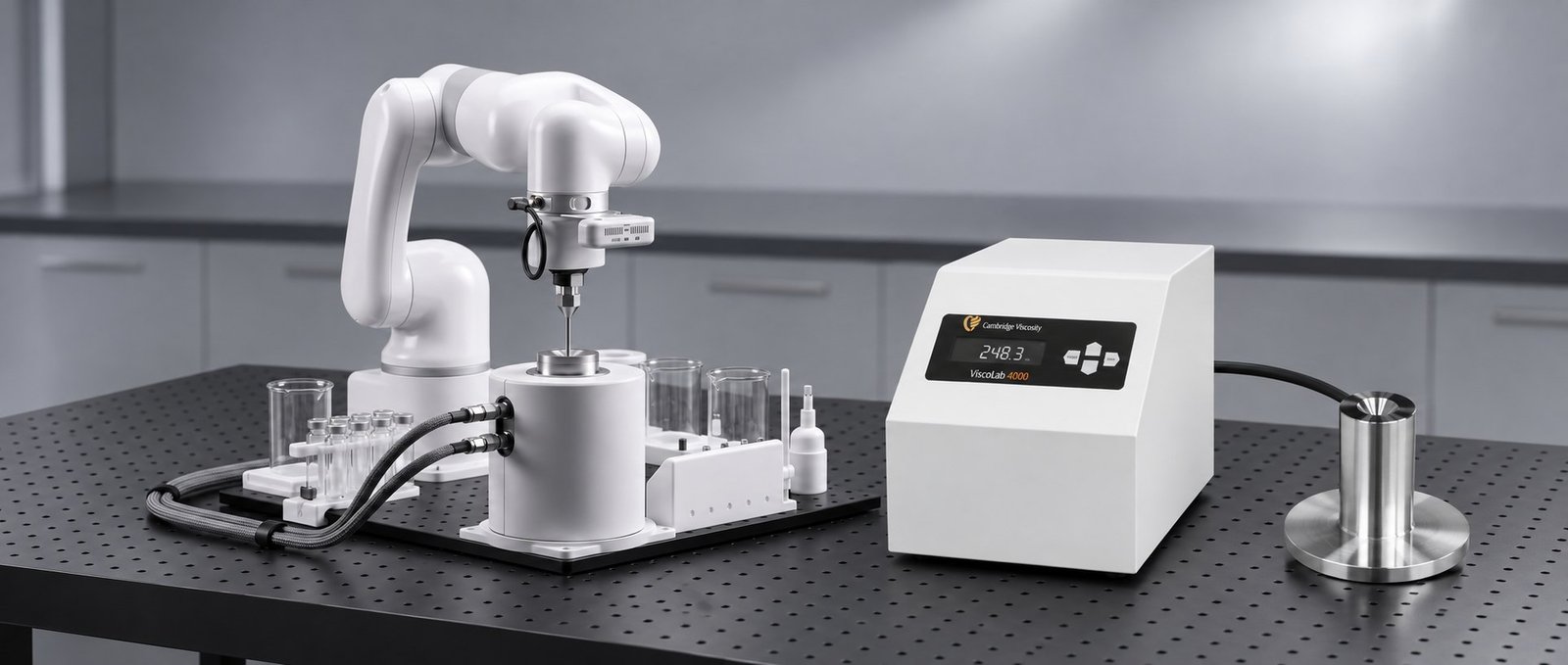 Automated Viscosity Testing Robotic laboratory instrument for automated polymer viscosity testing