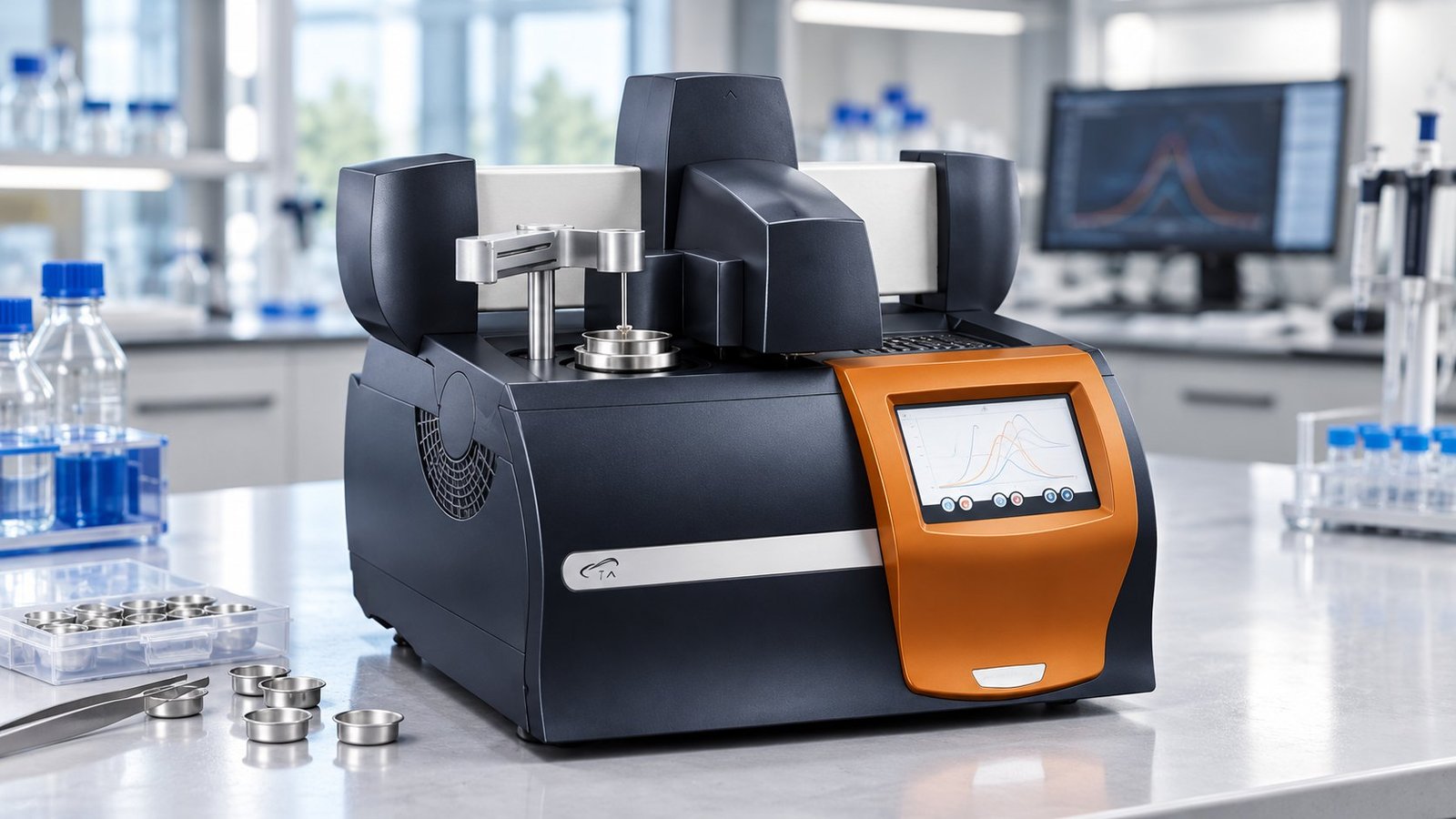 Coin cell DSC sample cell Coin cell DSC instrument with a raised sample cell and silver aluminum pans