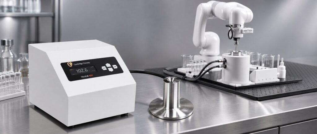 Cambridge VISCOlab benchtop viscometer with polished metal vessel
